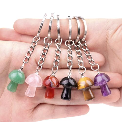 Iron Key Clasp, Natural Stone, with Iron, mushroom, fashion jewelry & different materials for choice, more colors for choice, Sold By PC