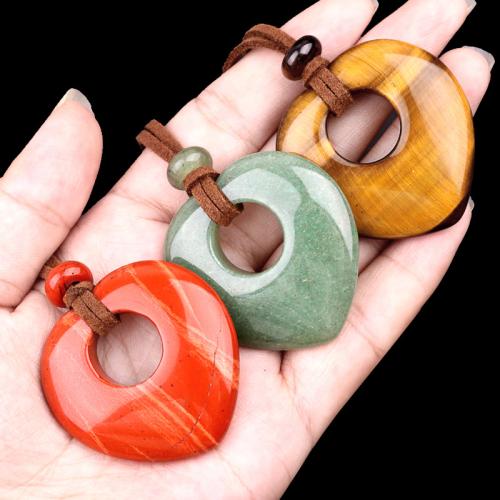 Natural Gemstone Necklace, Natural Stone, with Velveteen Cord, Heart, fashion jewelry & different materials for choice, more colors for choice, Sold By PC