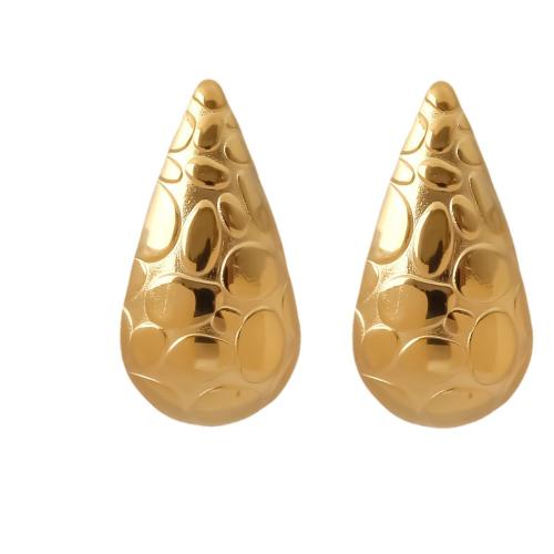 Stainless Steel Stud Earrings, 304 Stainless Steel, Teardrop, 18K gold plated, fashion jewelry & for woman, Sold By Pair