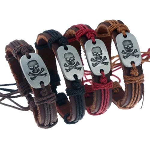 Cowhide Bracelet, Full Grain Cowhide Leather, with Tibetan Style, with 9-10cm extender chain, handmade, fashion jewelry & Unisex, more colors for choice, wide:1.2cm, Length:17 cm, Sold By PC