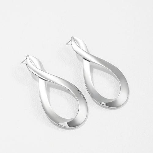 Pendientes de Perno de Aleación de Zinc, chapado, para mujer, plateado, 78x43mm, Vendido por Par