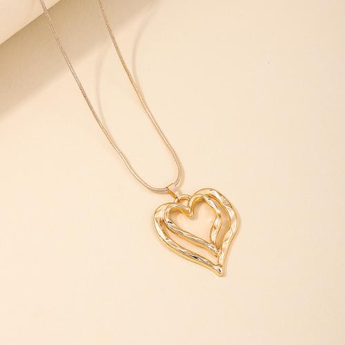 Collar de Aleación de Zinc, Corazón, chapado, para mujer, dorado, Vendido por UD