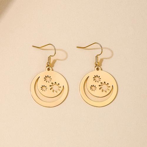 Tibetan Style Drop Earrings, plated, for woman, gold, Sold By Pair