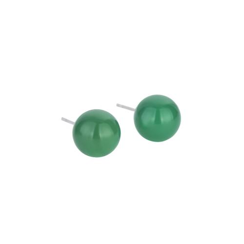 Brass Stud Earring, with Jade, vintage & for woman, more colors for choice, 8mm, Sold By Pair