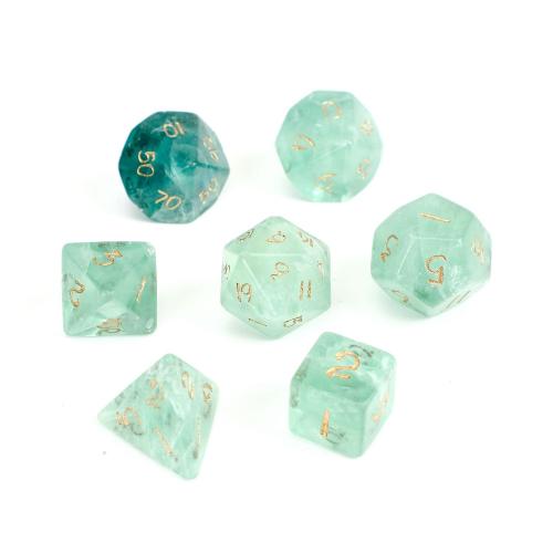 Dice for games, Green Fluorite, Geometrical Pattern, Carved, different styles for choice, Sold By PC