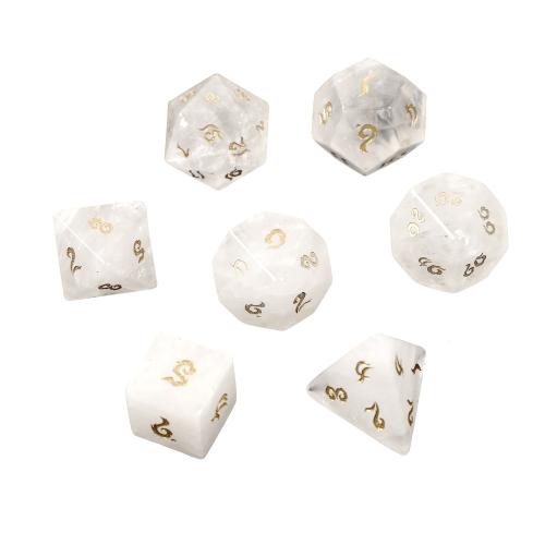 Dice for games, Clear Quartz, Geometrical Pattern, Carved, different styles for choice, Sold By PC