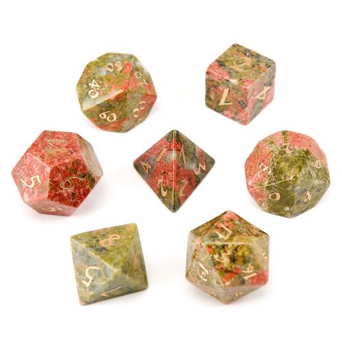 Dice for games, Unakite, Geometrical Pattern, Carved, different styles for choice, Sold By PC