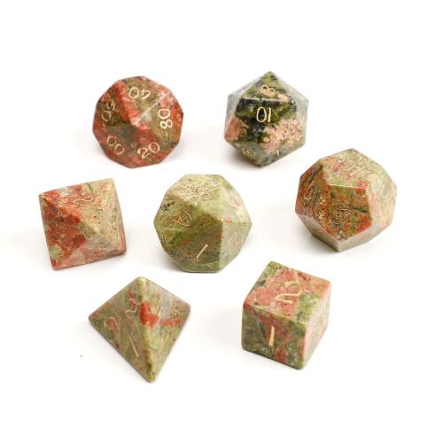 Dice for games, Unakite, Geometrical Pattern, Carved, different styles for choice, Sold By PC