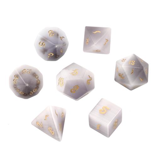 Dice for games, Cats Eye, Geometrical Pattern, different styles for choice, silver-grey, Sold By PC