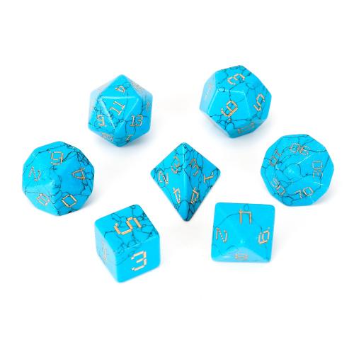 Dice for games, Blue Turquoise, Geometrical Pattern, Carved, different styles for choice, Sold By PC