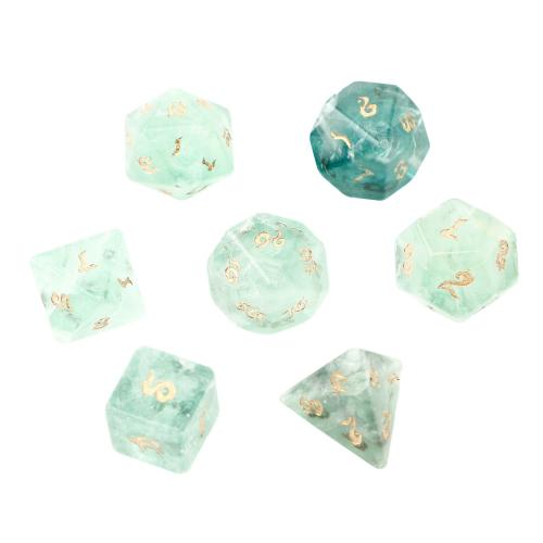 Dice for games, Green Fluorite, Geometrical Pattern, Carved, different styles for choice, Sold By PC