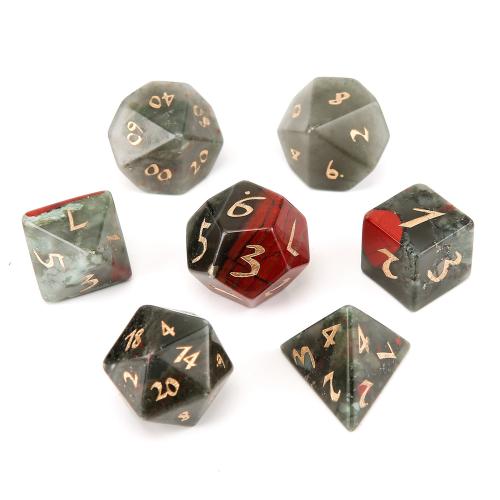 Dice for games, African Bloodstone, Geometrical Pattern, Carved, different styles for choice, Sold By PC