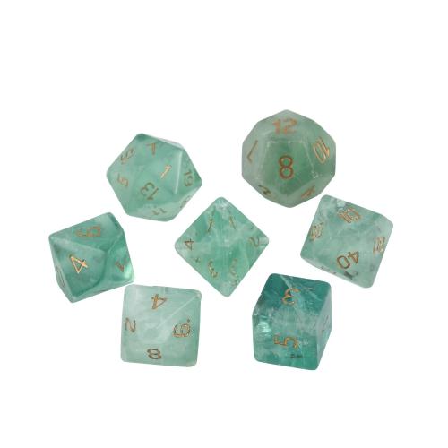 Dice for games, Green Fluorite, Geometrical Pattern, Carved, different styles for choice, Sold By PC