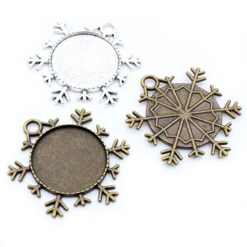 Tibetan Style Pendant Cabochon Setting, Snowflake, plated, DIY, more colors for choice, nickel, lead & cadmium free, inside diameter:25mm, Approx 100PCs/Bag, Sold By Bag