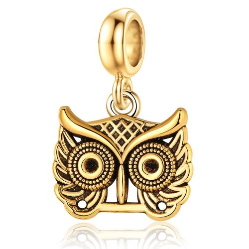 Pendentifs animaux en alliage de zinc, hibou, Placage de couleur d'or, DIY, protéger l'environnement, sans nickel, plomb et cadmium, 17x25mm, 20PC/sac, Vendu par sac