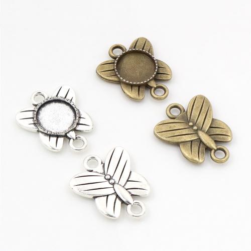 Tibetan Style Connector Setting, Butterfly, plated, DIY & 1/1 loop, more colors for choice, nickel, lead & cadmium free, inside diameter:12mm, Approx 100PCs/Bag, Sold By Bag