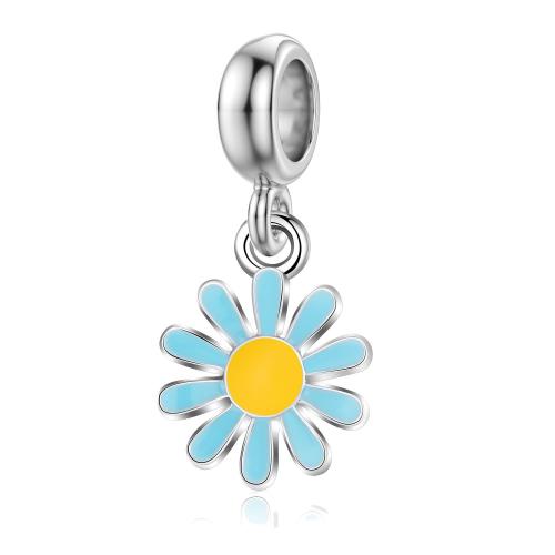 Tibetan Style Enamel Pendants, Flower, silver color plated, DIY, more colors for choice, nickel, lead & cadmium free, 11x23mm, 20PCs/Bag, Sold By Bag