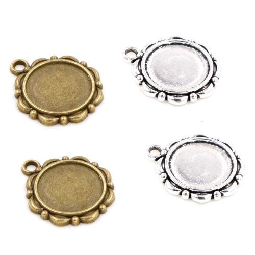 Tibetan Style Pendant Cabochon Setting, Flower, plated, DIY, more colors for choice, nickel, lead & cadmium free, inside diameter:14mm, Approx 100PCs/Bag, Sold By Bag