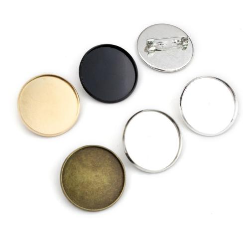 Iron Brooch Findings, Flat Round, plated, DIY, more colors for choice, nickel, lead & cadmium free, inside diameter:25mm, Approx 100PCs/Bag, Sold By Bag