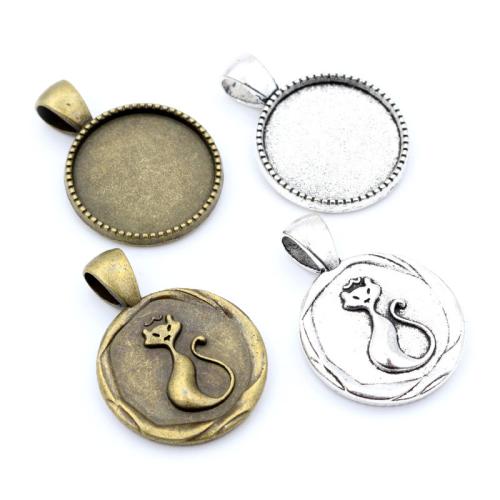 Tibetan Style Pendant Cabochon Setting, Flat Round, plated, DIY, more colors for choice, nickel, lead & cadmium free, inside diameter:20mm, Approx 100PCs/Bag, Sold By Bag