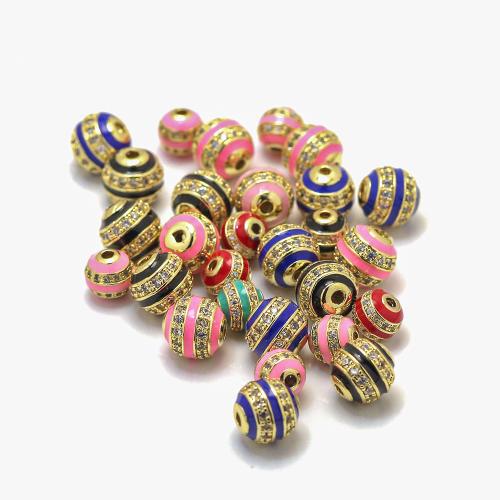 Cubic Zirconia Micro Pave Brass Beads, gold color plated, DIY & different size for choice & micro pave cubic zirconia, more colors for choice, nickel, lead & cadmium free, Sold By PC