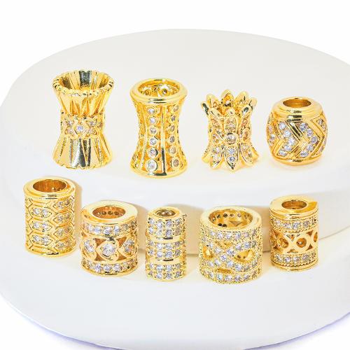 Abalorios de Micro Pavé de Zirconía Cúbica en Latón, metal, chapado en color dorado, Bricolaje & diferentes estilos para la opción & micro arcilla de zirconia cúbica, más colores para la opción, libre de níquel, plomo & cadmio, Vendido por UD