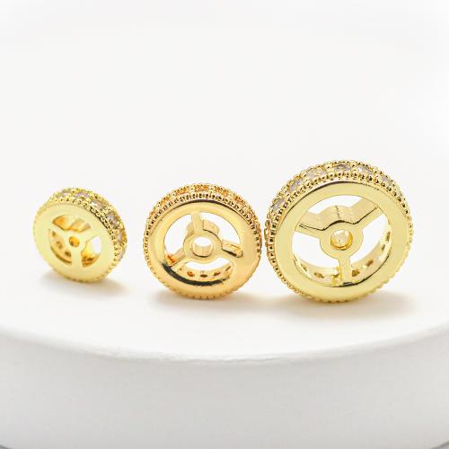 Cubic Zirconia Micro Pave Brass Beads, Round, gold color plated, DIY & different size for choice & micro pave cubic zirconia, more colors for choice, nickel, lead & cadmium free, Sold By PC