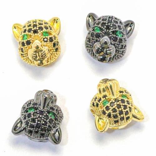 Cubic Zirconia Micro Pave Brass Beads, Tiger, plated, DIY & micro pave cubic zirconia, more colors for choice, nickel, lead & cadmium free, Sold By PC