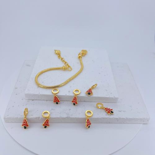 Colgantes de la joyería de cobre amarillo, metal, Árbol de Navidad, chapado en color dorado, Diseño de Navidad & Bricolaje & esmalte, más colores para la opción, libre de níquel, plomo & cadmio, 8.20x20mm, Vendido por UD