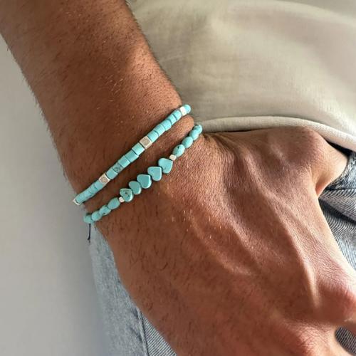 Fashion Turquoise Bracelets, 2 pieces & Unisex, green, Sold By Set