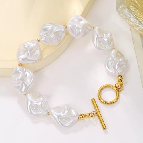 Plastic Bracelet, Plastic Pearl, gold color plated, different styles for choice & for woman, more colors for choice, Sold By PC