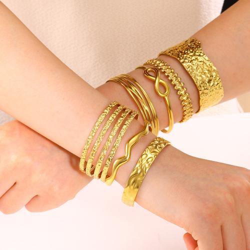 Brazalete del acero inoxidable, acero inoxidable 304, chapado en color dorado, diferentes estilos para la opción & para mujer, más colores para la opción, libre de níquel, plomo & cadmio, Vendido por UD