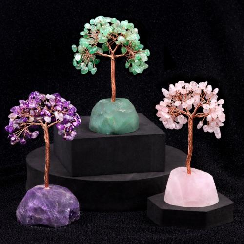 Decoración de Moda, Piedra natural, con fundición, Árbol, Joyería & diferentes materiales para la opción, más colores para la opción, Vendido por UD