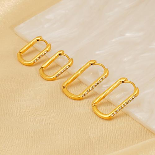 Stainless Steel Lever Back Earring, 304 Stainless Steel, 18K gold plated, different styles for choice & for woman & with rhinestone, Sold By Pair