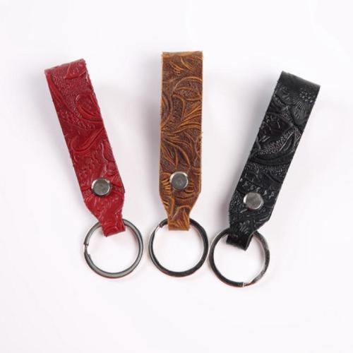 Iron Key Clasp, Full Grain Cowhide Leather, with Iron, DIY & Unisex, more colors for choice, 95x20mm, Sold By PC