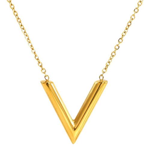 Stainless Steel Jewelry Necklace, 304 Stainless Steel, 18K gold plated, fashion jewelry & for woman, Length:45 cm, Sold By PC