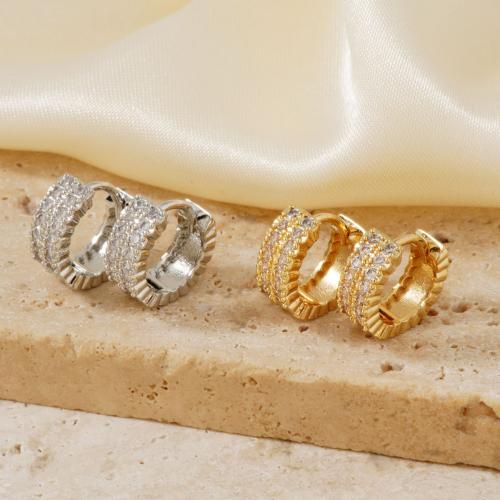 Cubic Zirconia Micro Pave Brass Earring, fashion jewelry & micro pave cubic zirconia & for woman, more colors for choice, Sold By Pair