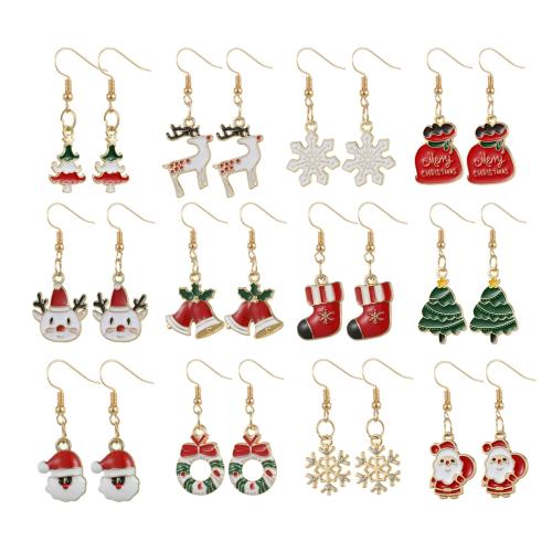 Boucles d'oreilles de Noël, alliage de zinc, Conception de Noël & styles différents pour le choix & pour femme & émail, Vendu par paire