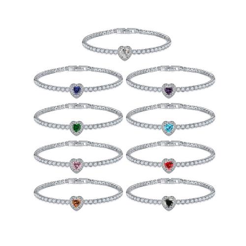 Bracelet cubique en laiton zircon pavent, Placage, bijoux de mode & pavé de micro zircon & pour femme, plus de couleurs à choisir, Longueur:17 cm, Vendu par PC