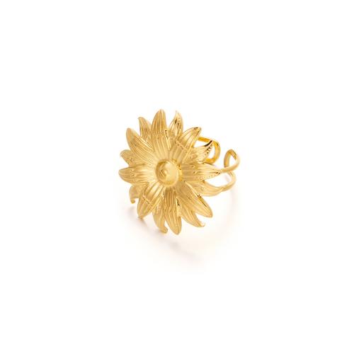 Edelstahl Ringe, 304 Edelstahl, Blume, plattiert, Modeschmuck & für Frau & hohl, goldfarben, Inner diameter :19.5mm, verkauft von PC