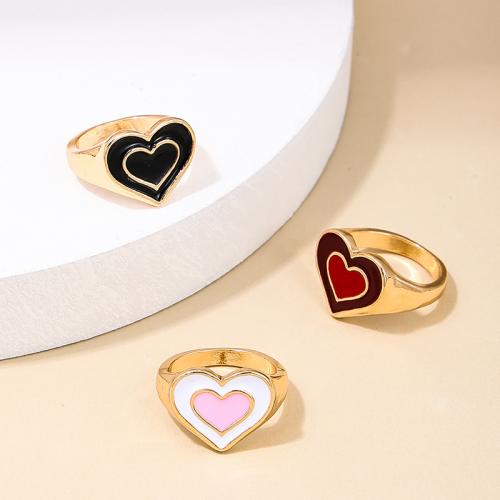 Tibetan Style Finger Ring, Heart, plated, for woman & enamel, more colors for choice, Sold By PC