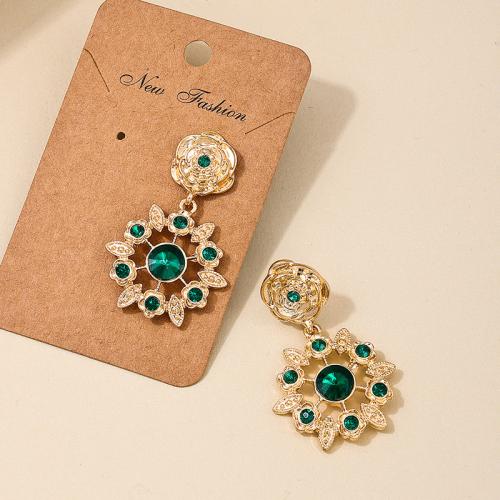 Tibetan Style Stud Earring, plated, for woman & with rhinestone, more colors for choice, Sold By Pair