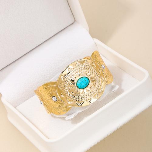 Tibetan Style Bangle, with Turquoise, plated, for woman & with rhinestone, more colors for choice, Sold By PC