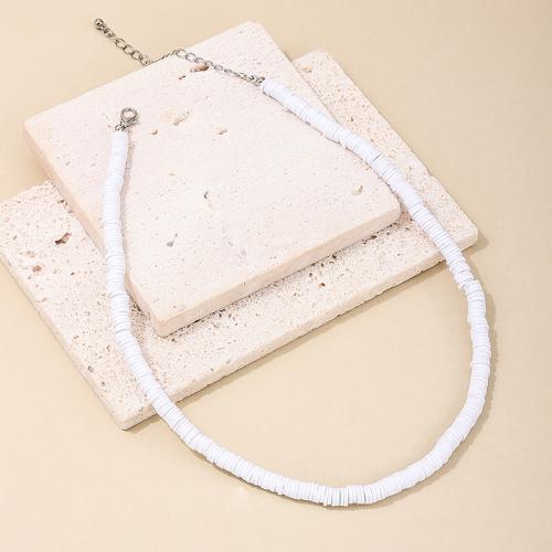 Collier de bijoux en alliage de zinc, avec argile de polymère, Placage, styles différents pour le choix & pour femme, blanc, Vendu par PC