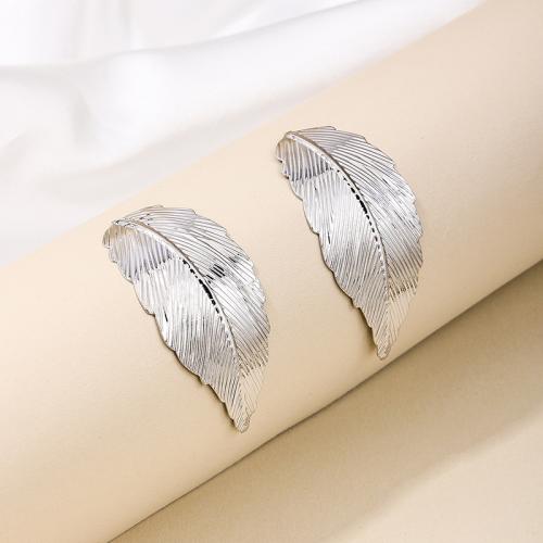 Tibetan Style Stud Earring, Feather, plated, for woman, more colors for choice, Sold By Pair