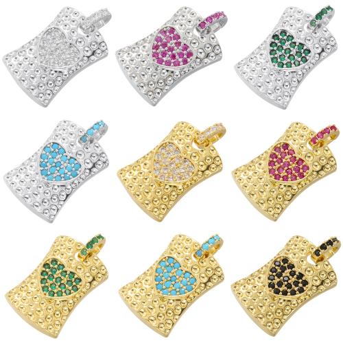 Cubic Zirconia Micro Pave Brass Pendant, with turquoise, plated, DIY & micro pave cubic zirconia, more colors for choice, Sold By PC