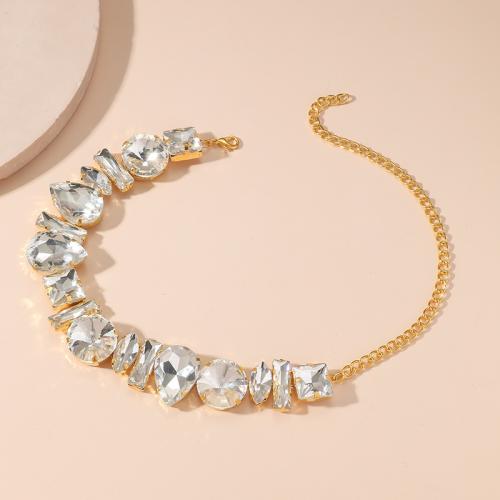 Brass Necklace, with 14.5cm extender chain, plated, for woman & with rhinestone, more colors for choice, Length:Approx 25 cm, Sold By PC