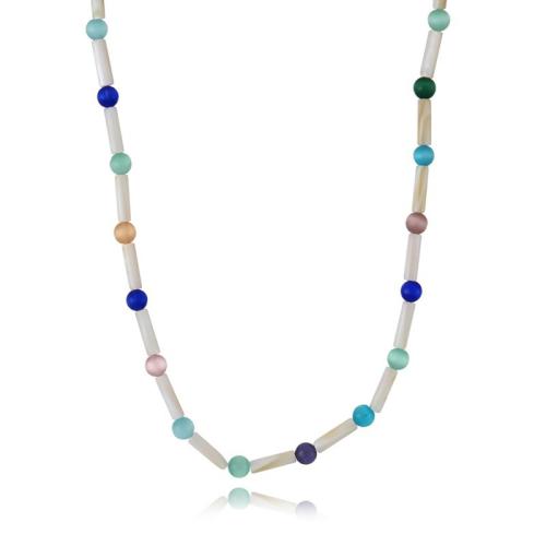 Collar de Nácar, con Ojo de gato, con 6cm extender cadena, hecho a mano, Joyería & para mujer, color mixto, longitud:aproximado 44 cm, Vendido por UD