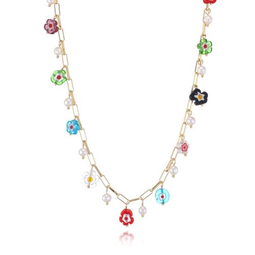 Collier résine, avec perle d'eau douce cultivée, bijoux de mode & pour femme, doré, Vendu par PC