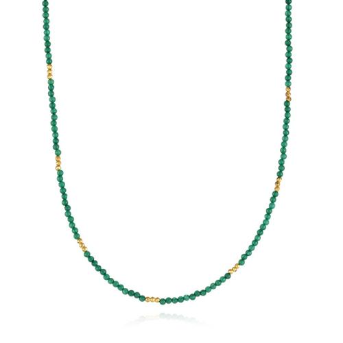 Natural Gemstone Necklace, Green Calcedony, handmade, fashion jewelry & for woman, green, Length:Approx 42 cm, Sold By PC